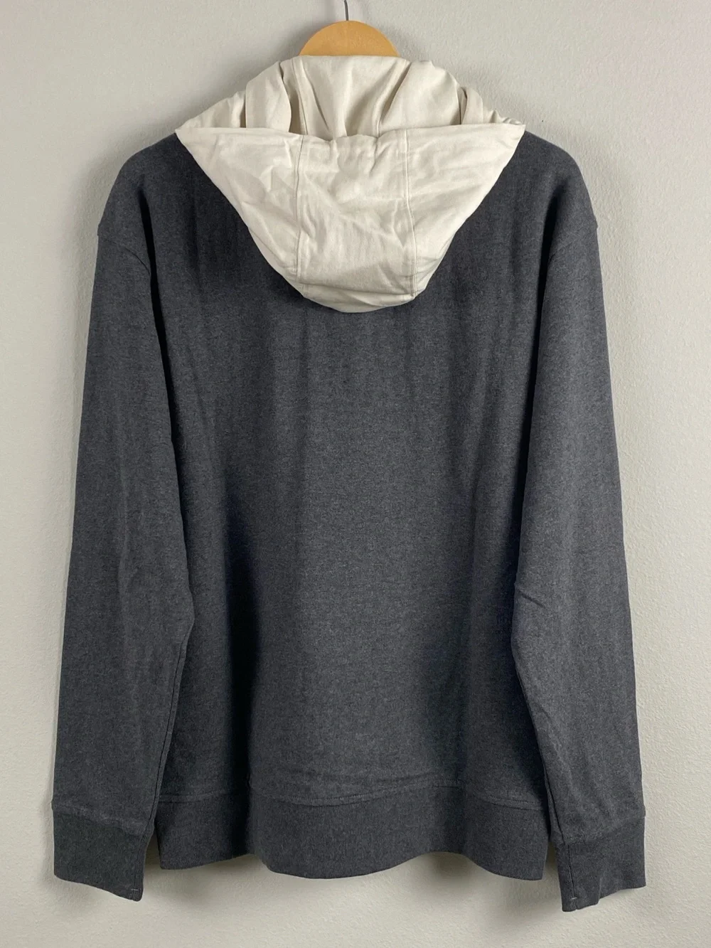 Banana Republic Rugby Long Sleeve Polo Hoodie | Chest Embroidery | Gray/Ivory